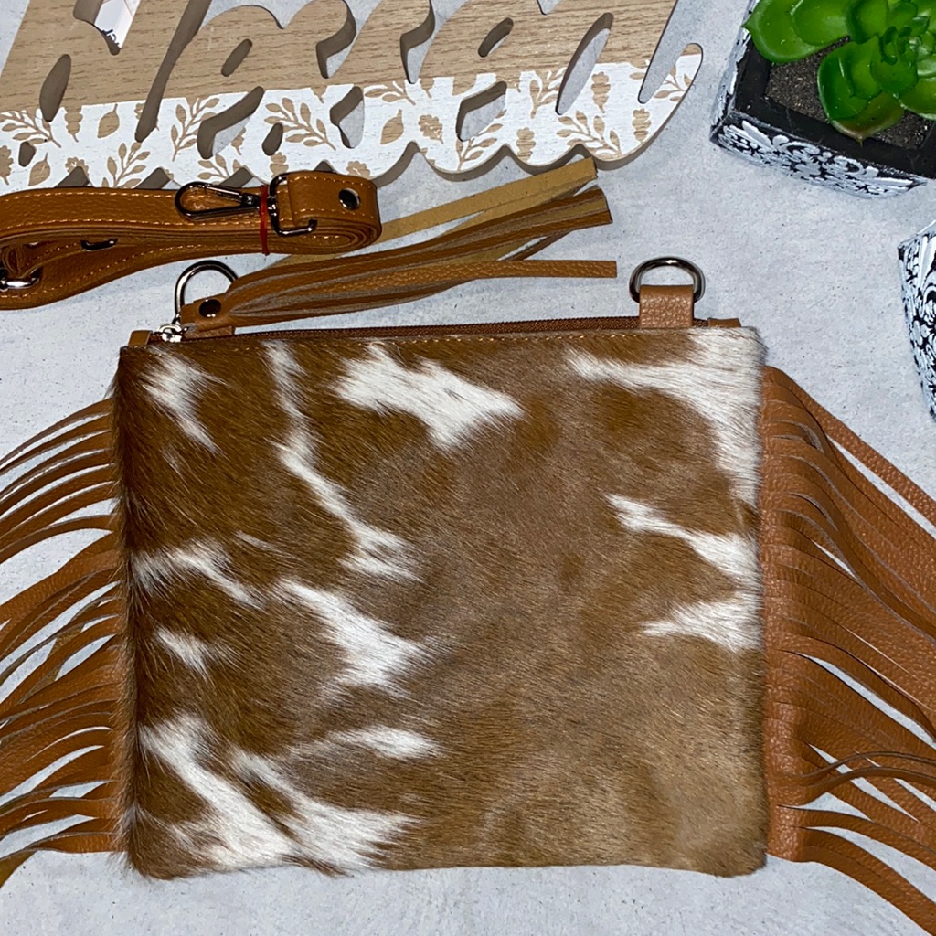 New Handmade 100% Real Cowhide Leather Crossbody Purse Handbag Hair On#8030